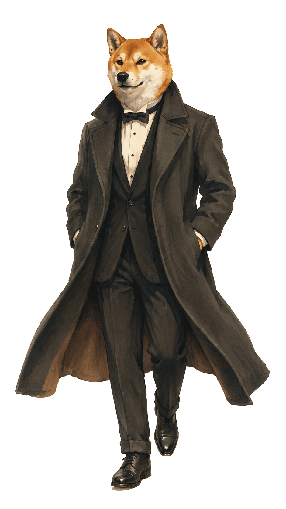 Inspector Woofric — Shiba Inu mascot in a detective's overcoat