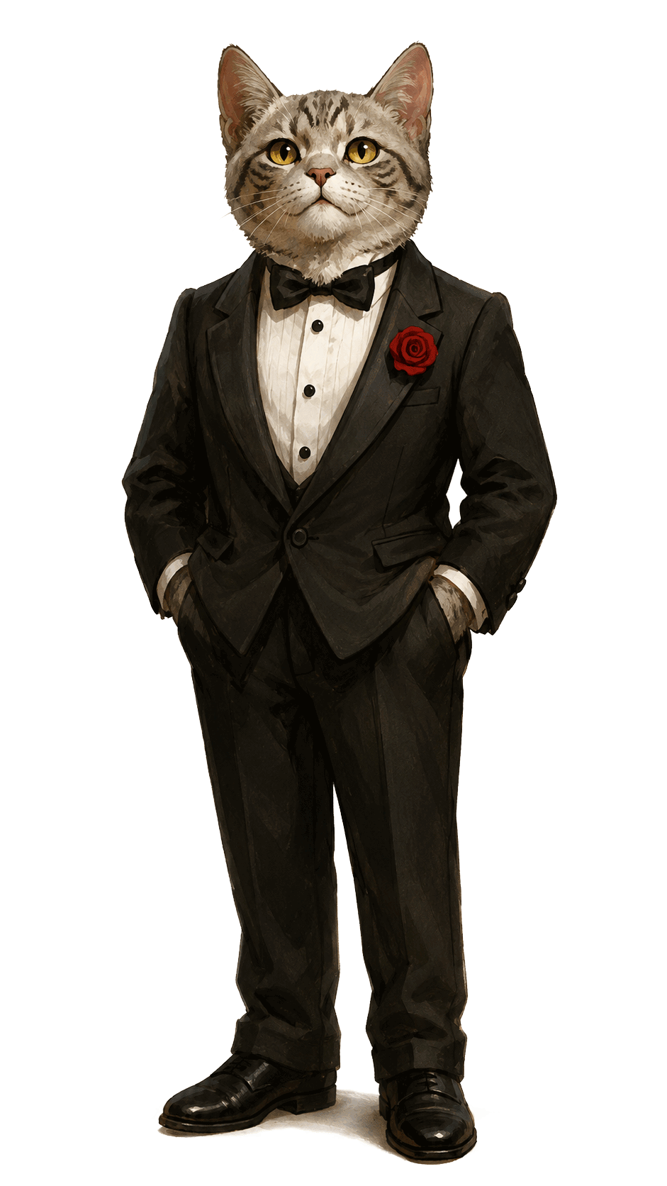 SirMeowington — grey tuxedo cat mascot